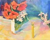 French / Romanian, a still life of flowers by Maria Margarita Iuca, oil on canvas, sold May 2023