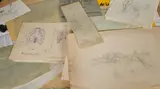 French, a folio of preparatory sketches with some life studies, (q) by Géna Péchaubès, watercolor, sold May 2023