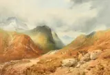 The Three Sisters Pass of Glen Coe, Scotland by Edward Matthews, 1886, watercolour, sold May 2023