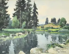 Oye et Pallet by Henri Bouvrie, watercolour, offered May 2023