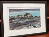 Colour print - stone farmhouse and barns under moonlight by Gillian McDonald limited edition, print, offered Jul 2020