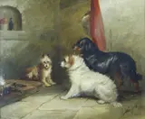 Beside the Hearth by George Armfield, 1863, oil on canvas, sold Apr 2020