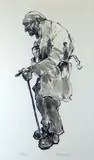 Print - hunched figure by Kyffin Williams Ra limited edition, print, sold Mar 2020