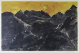 Colour print - sunset over Snowdonia mountain by Kyffin Williams Ra limited edition, print, sold Mar 2020