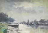 Untitled by Ian Houston, oil on board, sold Mar 2020