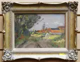 Landscape with female figure on track and by David Murray, oil on board, sold Jan 2020