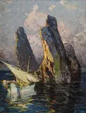 Heavy impasto by Louis Bonamici, oil on board, sold Jan 2020