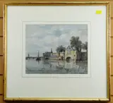 Buildings and distant by François Carlebur, watercolour, sold Jan 2020