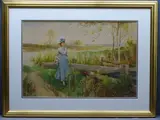 Lady waiting for Lover by Alfred Augustin Glendening, 1895, watercolour, offered Dec 2019