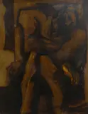 Entitled verso 'Man by Anthony Whishaw, 1961, oil on board, offered Dec 2019