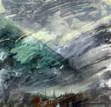 Mining Village Wales by Jack Crabtree, mixed media, sold Nov 2019