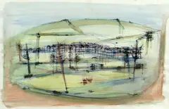 Floods by Robert Hunter, ink and watercolour, sold Nov 2019