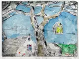 Candle Burning by Emrys Williams, 2011, etching, sold Nov 2019