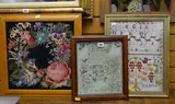 by Sarah Wooldridge Age 10 and dated 1842, 29 x 25cms, together with another naive sampler by Ann Lewis dated 1861, 40 x 30cms, and another (3) by Small Silk Sampler With Verse, 1842, oil, sold Nov 2019