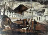 Miners & Whippets by Arthur Charlton, lithograph, sold Oct 2019