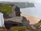 Gower Cliffs by Arthur Charlton, print, sold Oct 2019