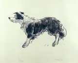 Colour print - standing sheep dog by Kyffin Williams Ra limited edition, print, sold Oct 2019