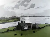 Colour print - Anglesey Farm by Kyffin Williams Ra limited edition, print, sold Oct 2019