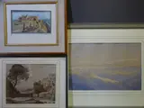 Stone walled lane leading to welsh cottages by J R Lee artist's proof, print, offered Oct 2019