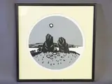 Circular format print - Anglesey standing stones by Kyffin Williams Ra limited edition, print, sold Aug 2019