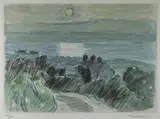 Print - view across road and cottages towards the by Kyffin Williams Ra limited edition, print, sold Jul 2019