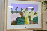 (BRITISH CONTEMPORARY) 'A CUT IN THE PARK', oil on wood painting of men having by Isabelle Eady, oil on wood, sold Jun 2018