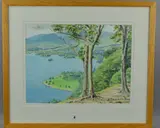 a watercolour painting of a lake in a valley, signed by Robert W Tantau, watercolour, sold Jun 2018