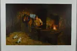 JIMMY'S FORGE' a limited edition print 299/850 of a blacksmith making a horseshoe by David Shepherd, print, sold Jun 2018