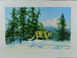 MOUNTAIN LION' a limited edition print 13/350 of a mountain lion in the snow by David Shepherd, print, sold Jun 2018