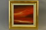 an oil on board painting of a beach sunset scene, signed by Jonathan Shaw, oil on board, sold May 2018