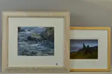 a watercolour painting of the sea swirling around rocks, by Carol Hill Swa, watercolour, sold May 2018