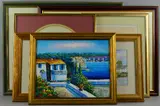 Mediterranean Coastal scene, oil on canvas, signed lower by Indistinctly Signed, oil on canvas, sold May 2018