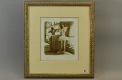 BALLERINA BEFORE A MIRROR, colour limited edition print, No 17/295, numbered and signed in pencil, 29cm x 25cm, framed and glazed by Douglas Hofmann, print, sold May 2018