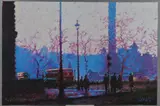Buses in trafalgar square by Rolf Harris, print, sold May 2018