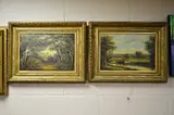 a box of 19th and 20th century topographical prints, pair of oil paintings, an etching by W.M.Byatt 'The Maltings, Snape by Pictures And Prints, oil, sold May 2018