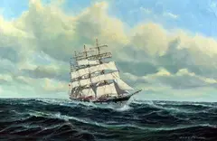 'Port Jackson' SV Port Jackson, a British training ship/barque, by Fred Muller, oil on canvas, sold Apr 2018