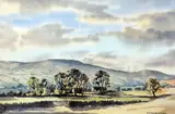 'Early Morning, Coverdale with Dead Man's Hill', by E Charles Simpson, watercolour, sold Apr 2018