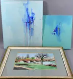 Isolated Blue' and 'Falling Blue Plus the Others by Derek Jones, mixed media, sold Apr 2018