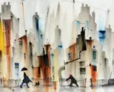 Morning Run by Susan Howells, watercolour, sold Apr 2018