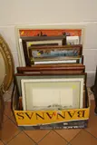 a box of tapestry pictures, prints and a watercolour of an estuary scene signed Elsie Woods (one box) by Pictures And Prints, watercolour, sold Apr 2018