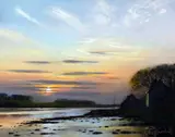 Coastal landscape at dusk, pastel, signed lower right, 18. by Robert Turnbull, pastel, sold Apr 2018