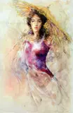 Untitled' a limited edition print of a woman in a scarlet dress 1/100 by Gary Benfield, print, sold Apr 2018