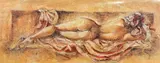 Red Ribbons I' a limited edition print 120/600 of a woman in repose by Joy Kirton Smith, print, sold Apr 2018