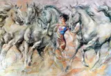 The Horse Whisperer by Gary Benfield, print on linen, sold Apr 2018