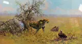 The Scavengers' a limited edition print 1/850 by David Shepherd, Print good, frame has paint losses), sold Apr 2018