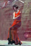 Scarlet' a limited edition print 8/295 of a woman dancing in a scarlet dress by Fletcher Sibthorpe, print, sold Apr 2018