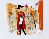 High Street' a limited edition print 13/195 of a stylish woman shopping by Sam Wilson, print, sold Apr 2018