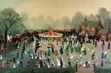 The Fair at Daisy Nook by Helen Bradley, Print is undamaged), sold Apr 2018