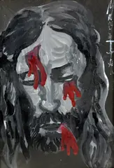 (ITALIAN 1914-1990), portrait of Christ with bleeding wounds, oil on board, by Avro Manhattan, oil on board, sold Apr 2018