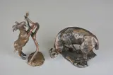 a bronze sculpture of a Ram, signed to the base, height approximately 8cm, by Paul Jenkins, bronze, sold Apr 2018